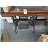 Image 3 : Antique Mahogany Side Table w/Singer Sewing Machine - Cast Base