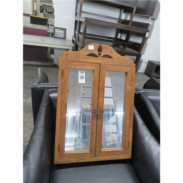 Small Mirrored Wooden Wall Cabinet