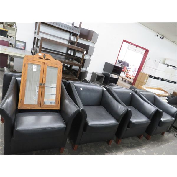 Black Leather Contemporary Armchairs - 8