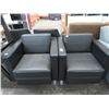 Image 1 : Black Leather Contemporary Lounge Chairs - Pair