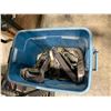 Image 5 : 3 BOXES OF ASSORTED PPE ITEMS, EXTENSION CORDS, VARIOUS METAL SHOP TOOL ITEMS, & BIN OF STRAPS