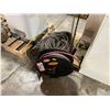 Image 1 : BLACK WALL HUNG INDUSTRIAL HOSE REEL & STACK OF ASSORTED AIR HOSES