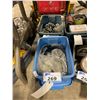 Image 1 : 2 BLUE PLASTIC BINS OF ASSORTED CHAINS & BRADED CABLE