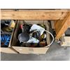 Image 2 : 4 BOXES OF ASSORTED WOOD WORKING TOOLS, CLAMPS, AIR HOSE, SPRAYER, ASSORTED HARDWARE & MISC