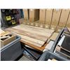 Image 2 : LARGE ASSORTMENT OF CABINETRY WOOD, BUTCHER BLACK WOOD, HARDWARE & PARTS ( ROLLING BINS NOT