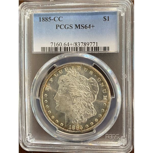 1885 CC Morgan Silver Dollar $1 PCGS MS 64+