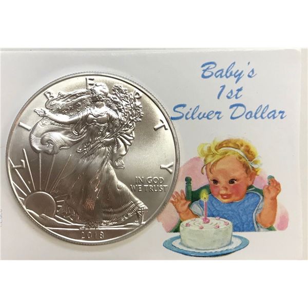 2010 CHRISTMAS  BABY'S 1ST SILVER DOLLAR - 1 OZ. AMERICAN EAGLE IN SNAPLOCK CASE