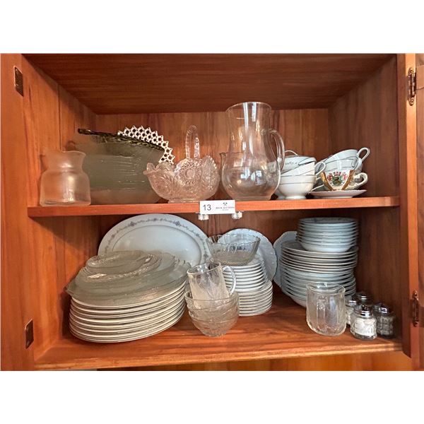 Entire Contents Of Shelves Including Tea Cups, Glassware and Crystal