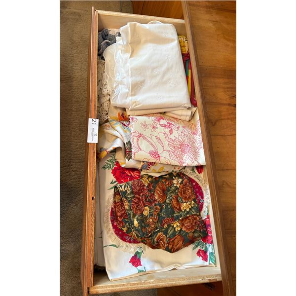 Drawer Full Of Festive Table Cloths And Placemats