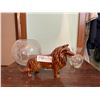 Image 1 : Ceramic Dog With Glass Flora Design Vases
