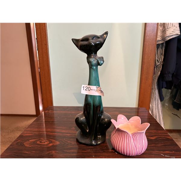Ceramic Vase With Cat Statue
