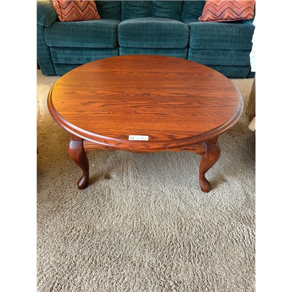Round Solid Wood Coffee Table 35D 19H