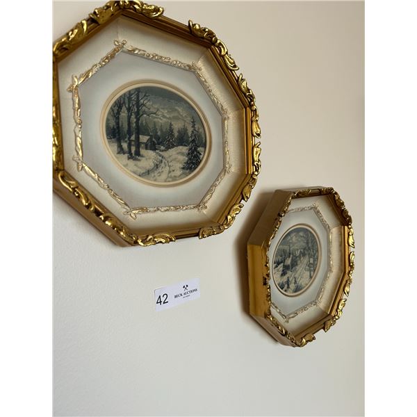 Embroidered Winter Cottage Pieces 11 x 11