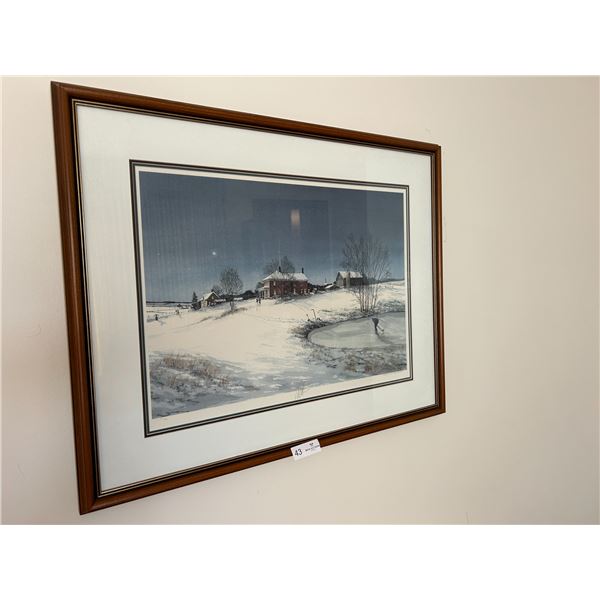 Winter Farmhouse Painting 27H 33W