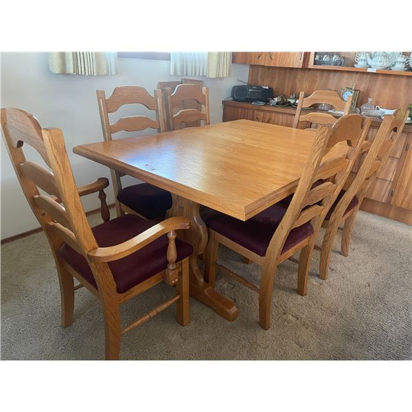 Solid Oak Kitchen Table With Six Chairs 38W 60L 30H