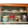 Image 1 : Entire Contents Of Shelves Including Plates And Metal Bowls
