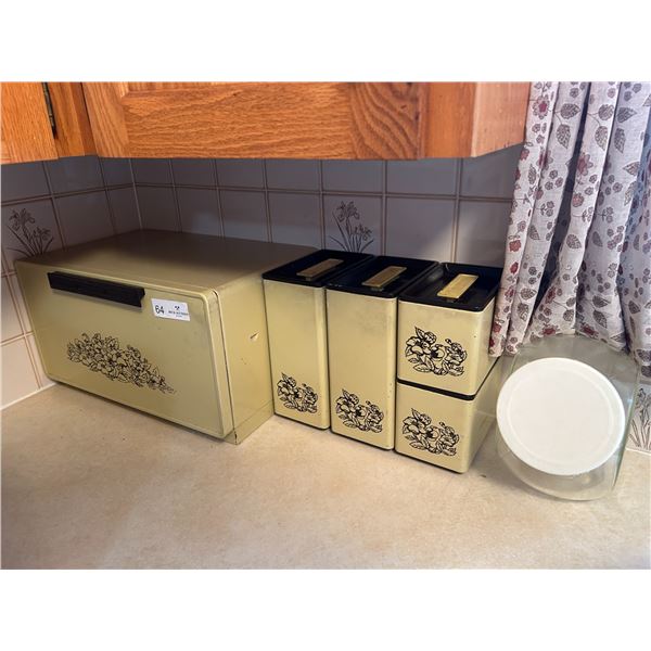 Matching Vintage Bread Box And Storage Tins