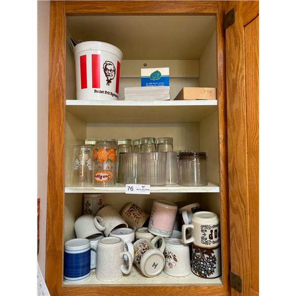 Entire Shelf Of Miscellaneous Mugs And Glasses