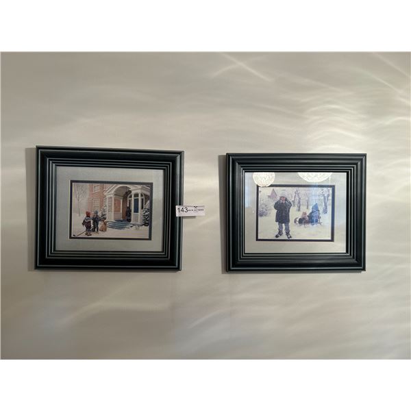 Paintings Of Kids On A Snowy Day W10H15