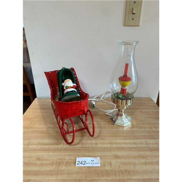 Christmas Candle And Sleigh With Fake Oil Lamp
