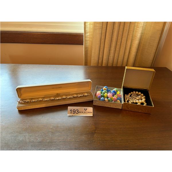 Assorted Jewels With Pearl Necklace