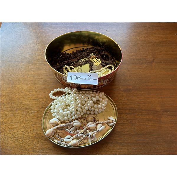 Assorted Jewels With Pearl Necklace and Shells