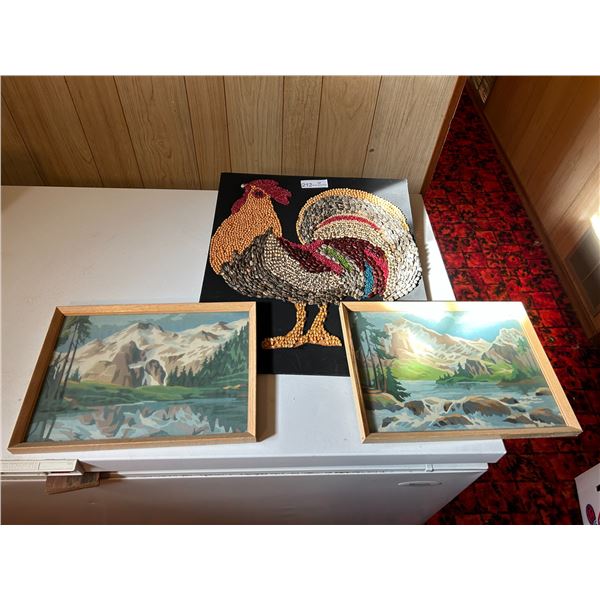 Wall Art Decor Of A Rooster With Mountain Portraits