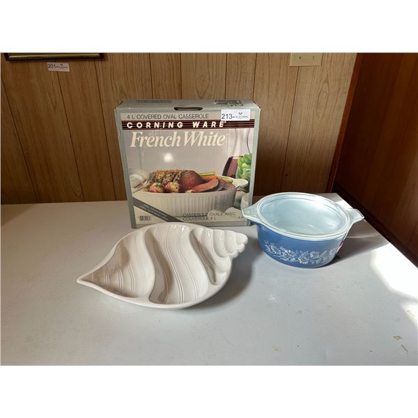 French White Oval Casserole 4L With Assorted Corning Ware