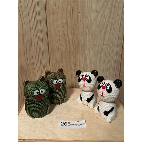 Owl And Panda Salt N Pepper Shakers 2W 3H