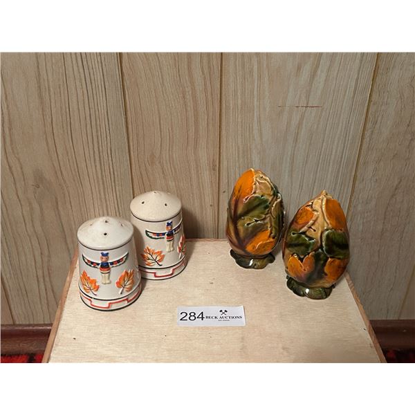 Fall Themed Salt N Pepper Shakers 2W 3.5H