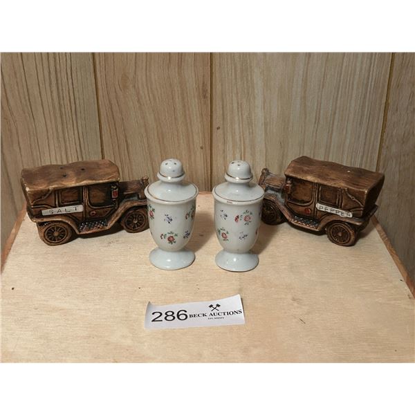 Cool Vintage Car Salt N Pepper Shakers And Flower Set Approx. 3W 3H