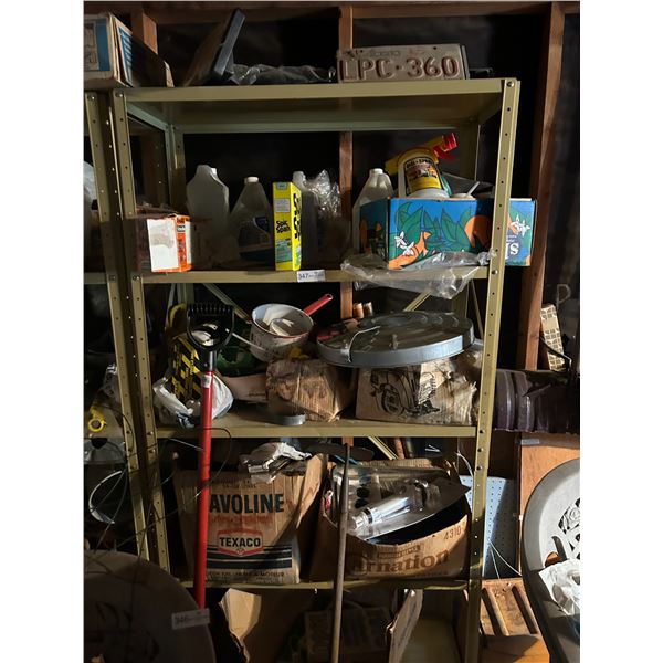 Metal Shelf With Assorted Items