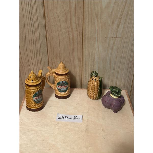 Stein & Veggie Themed Salt N Pepper Shakers 2W 3H