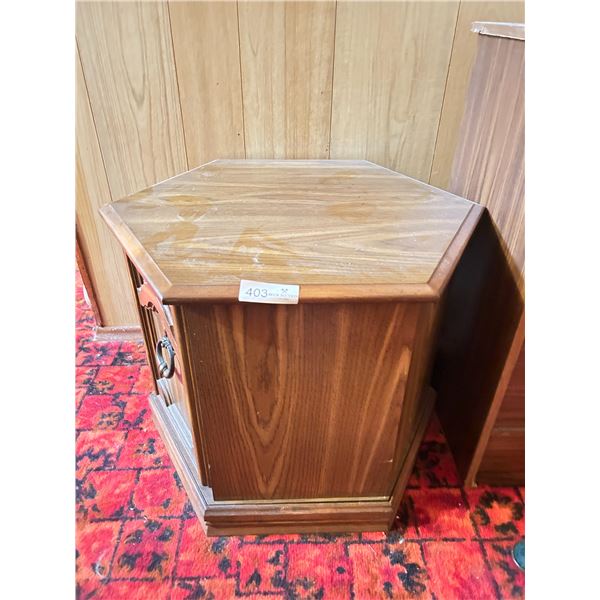 Hexagon Shaped Side Table With 2 Doors 20D 19H