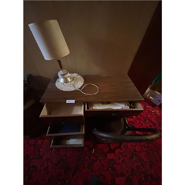 Vintage Desk Including Lamp And Chair 16D 35W 29H