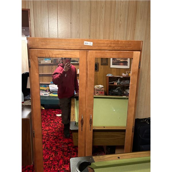 Solid Wood Wardrobe With Mirrored Doors 22D 35W 29H