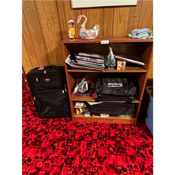Bookshelf And All Of Its Contents Including Suitcase