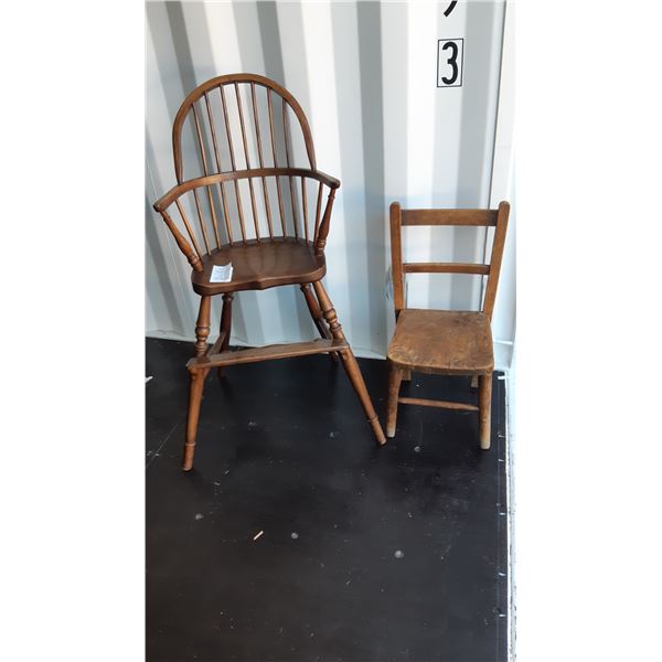 Antique High Chair & Chair Cat C