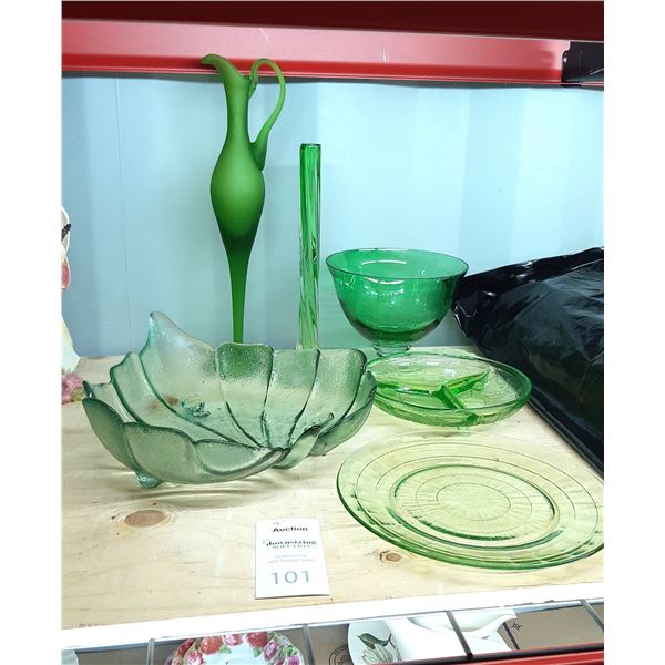 Vintage Green Glass Cat A