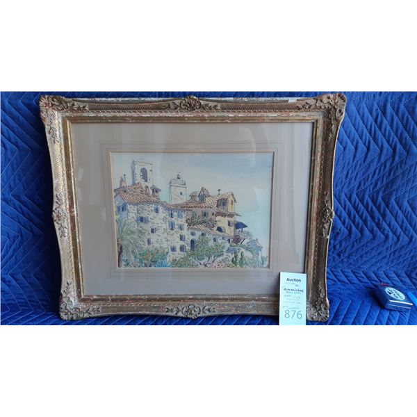 Framed Water Color Cat B