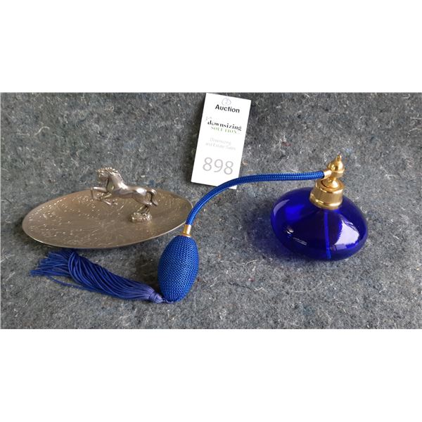 Antique Perfume Bottle & Silverplate Cat A