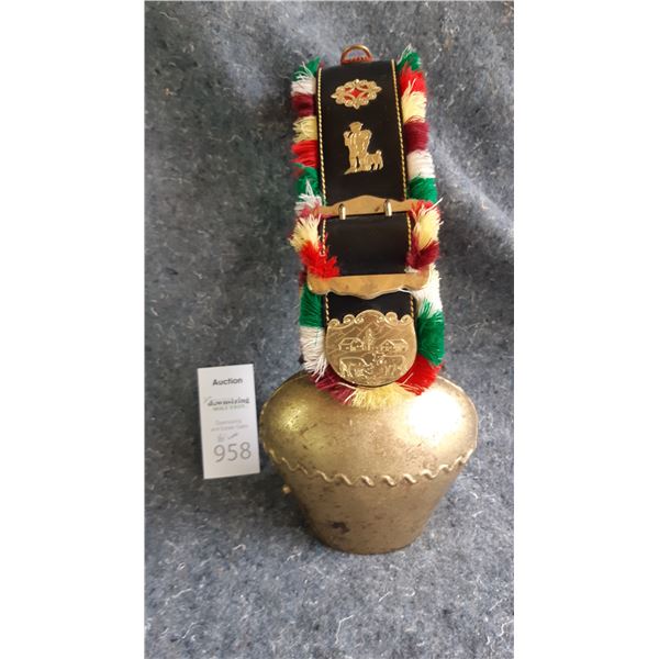 Antique Brass Cow Bell Cat A