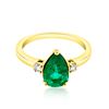 Image 1 : 1.39ct Natural Emerald 14K Yellow Gold 2.9gm Ring