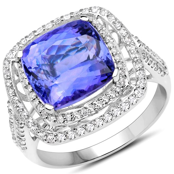 5.61ct Tanzanite 14K White Gold Ring