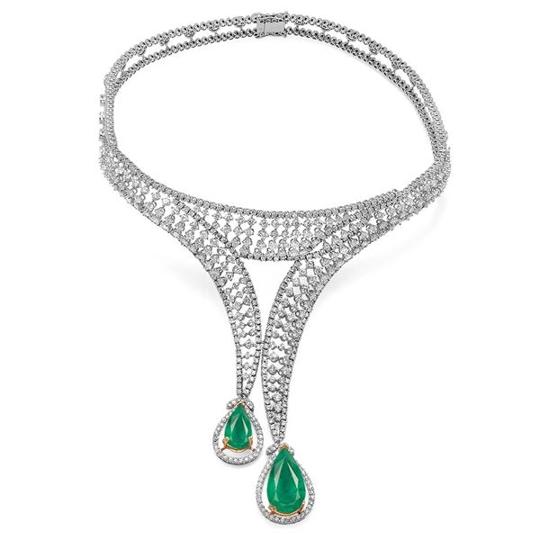 18.03ct Emerald 18 K White Gold Necklaces