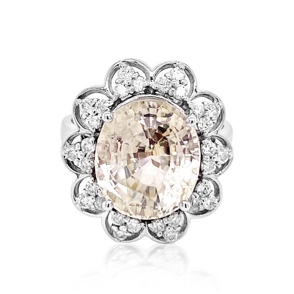 8.19CT NATURAL CEYLON YELLOW SAPPHIRE14K WHITE GOLD RING