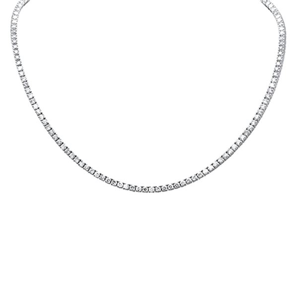 8.09ct 14K White Gold Diamond Tennis Necklace 14" +2" EXT