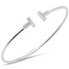 Image 1 : 0.09ct 14K White Gold Diamond Open T Bangle Bracelet