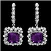 Image 1 : 14k Gold 10.00ct Amethyst 2.00ct Diamond Earrings