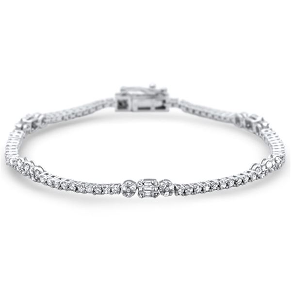 2.04ct Diamond 14K White Gold Round & Baguette Tennis Bracelet